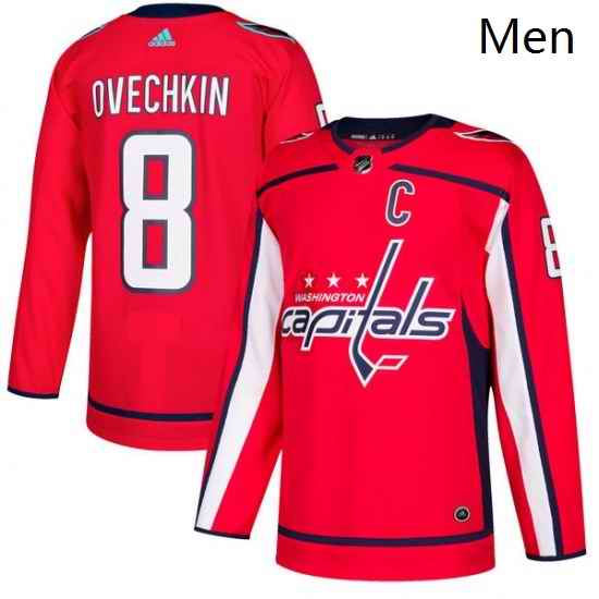Mens Adidas Washington Capitals 8 Alex Ovechkin Authentic Red Home NHL Jersey